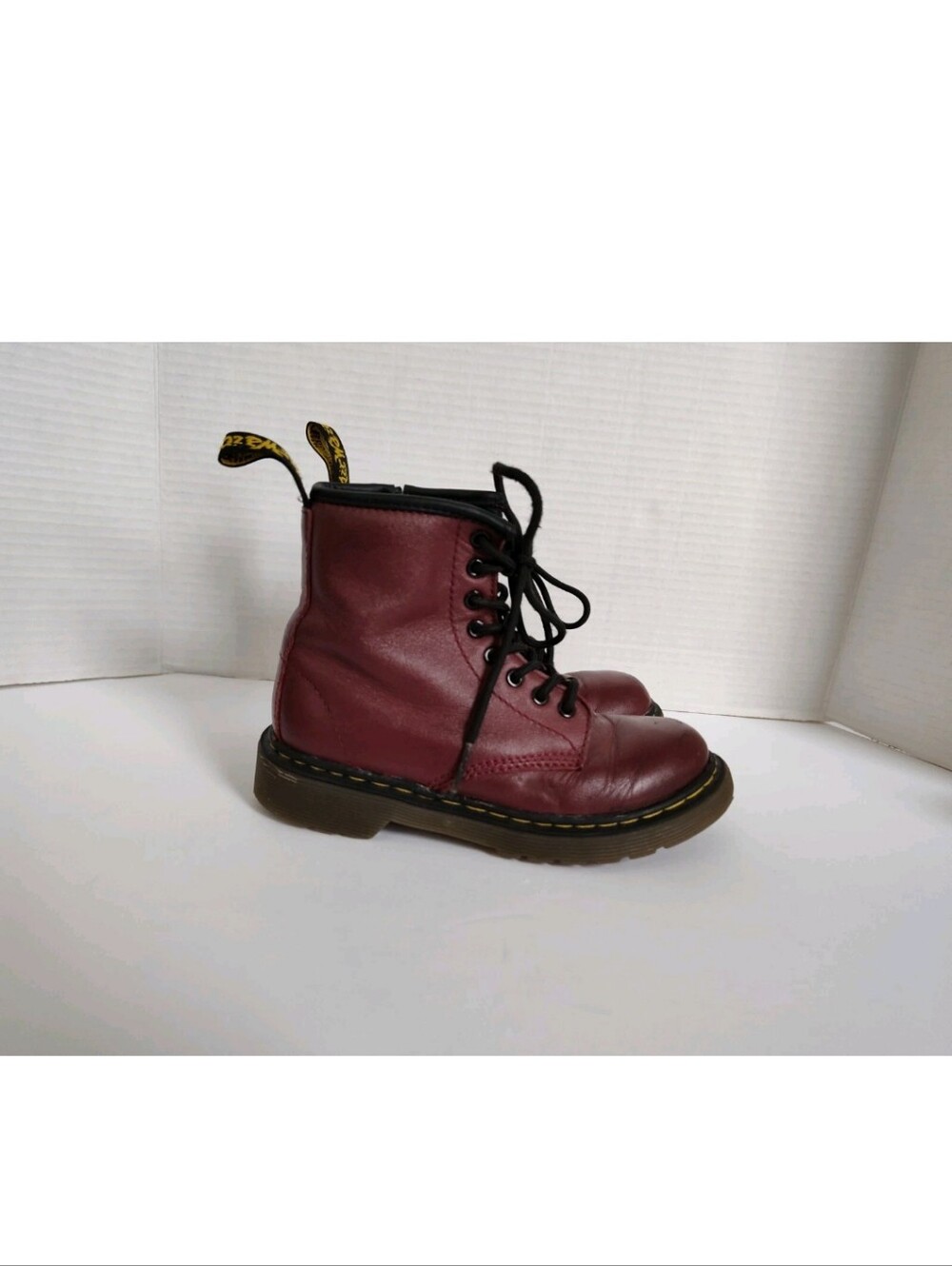 Dr. Martens Delaney Boots Girls Size 12 Kids Maroon Burgundy Leather Zip Sides